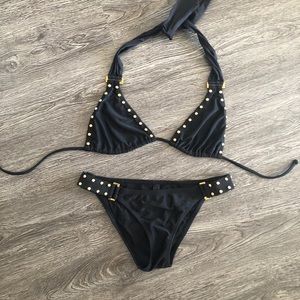 Vix Swimwear Black gold studded bathing suit M